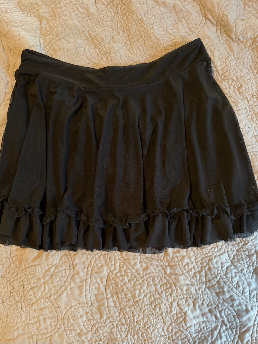 Black Ruffle Hem Women's sheer Skirt